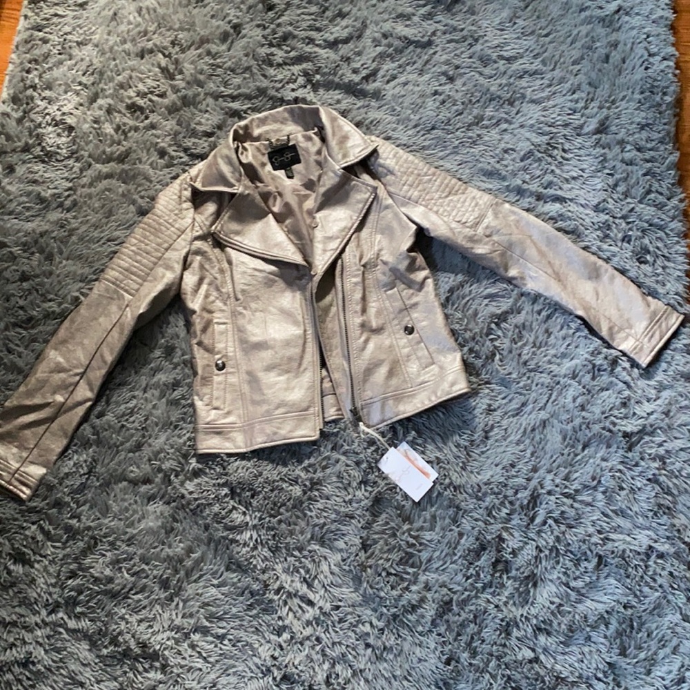 Metallic gold leather jacket. Size 16 girls. NWT